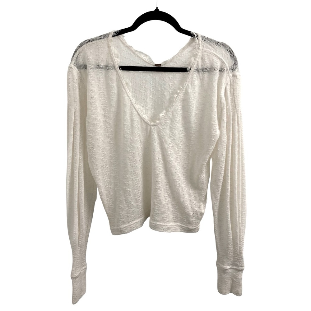 Free People White Crop Pullover Light Knit Sweater Size S